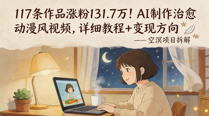 117条作品涨粉131.7W！AI制作治愈动漫风视频，详细教程+变现方向-网创资源