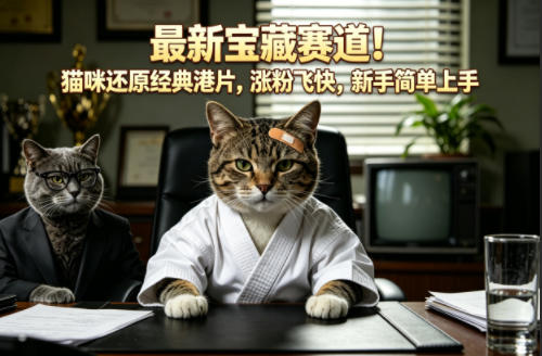 最新宝藏赛道！猫咪还原经典港片，涨粉飞快，新手简单上手-网创资源