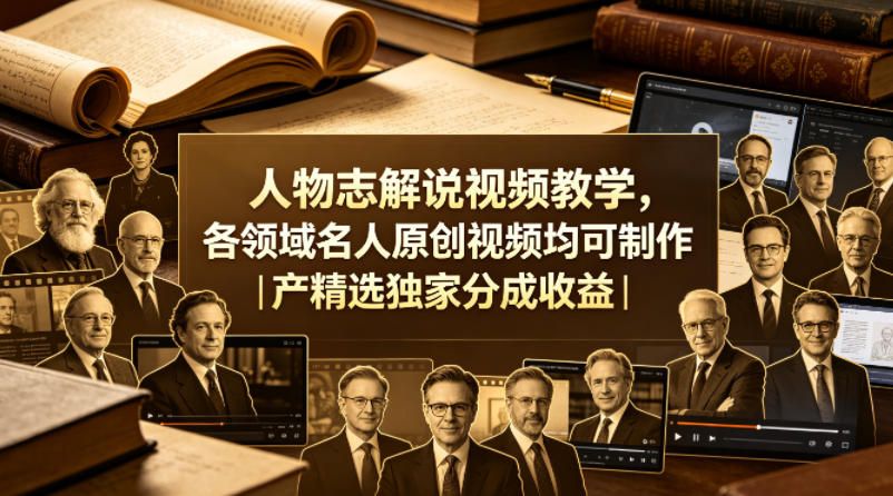 人物志解说视频教学，各领域名人原创视频均可制作丨精选独家分成收益(更新0430)-网创资源