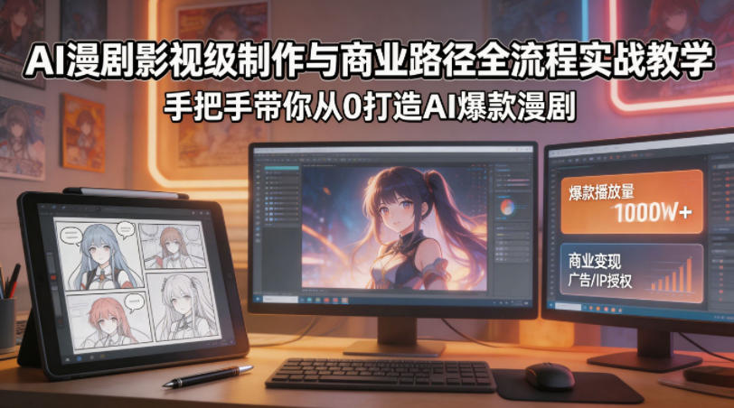 AI漫剧影视级制作与商业路径全流程实战教学，手带你从0打造AI爆款漫剧-网创资源