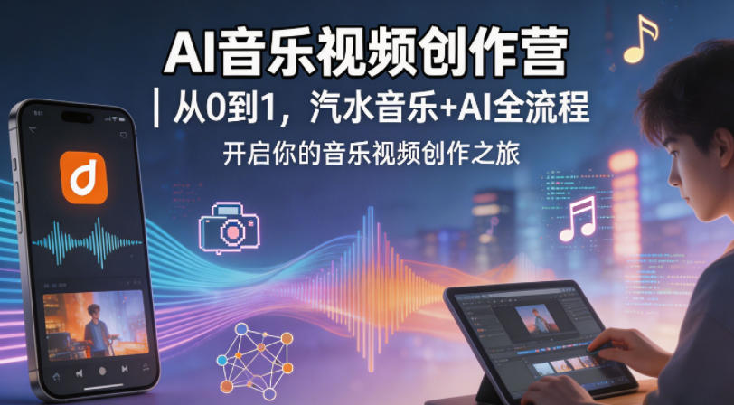 AI音乐视频创作营｜从0到1，汽水音乐+AI全流程，开启你的音乐视频创作之旅-网创资源
