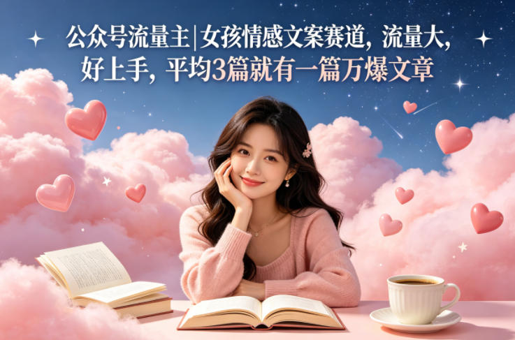 公众号流量主女孩情感文案赛道，流量大，好上手，平均3篇就有一篇万爆文章-网创资源