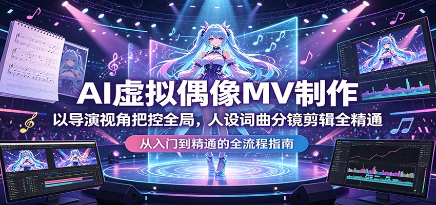 AI虚拟偶像MV制作：以导演视角把控全局，人设词曲分镜剪辑全精通-网创资源